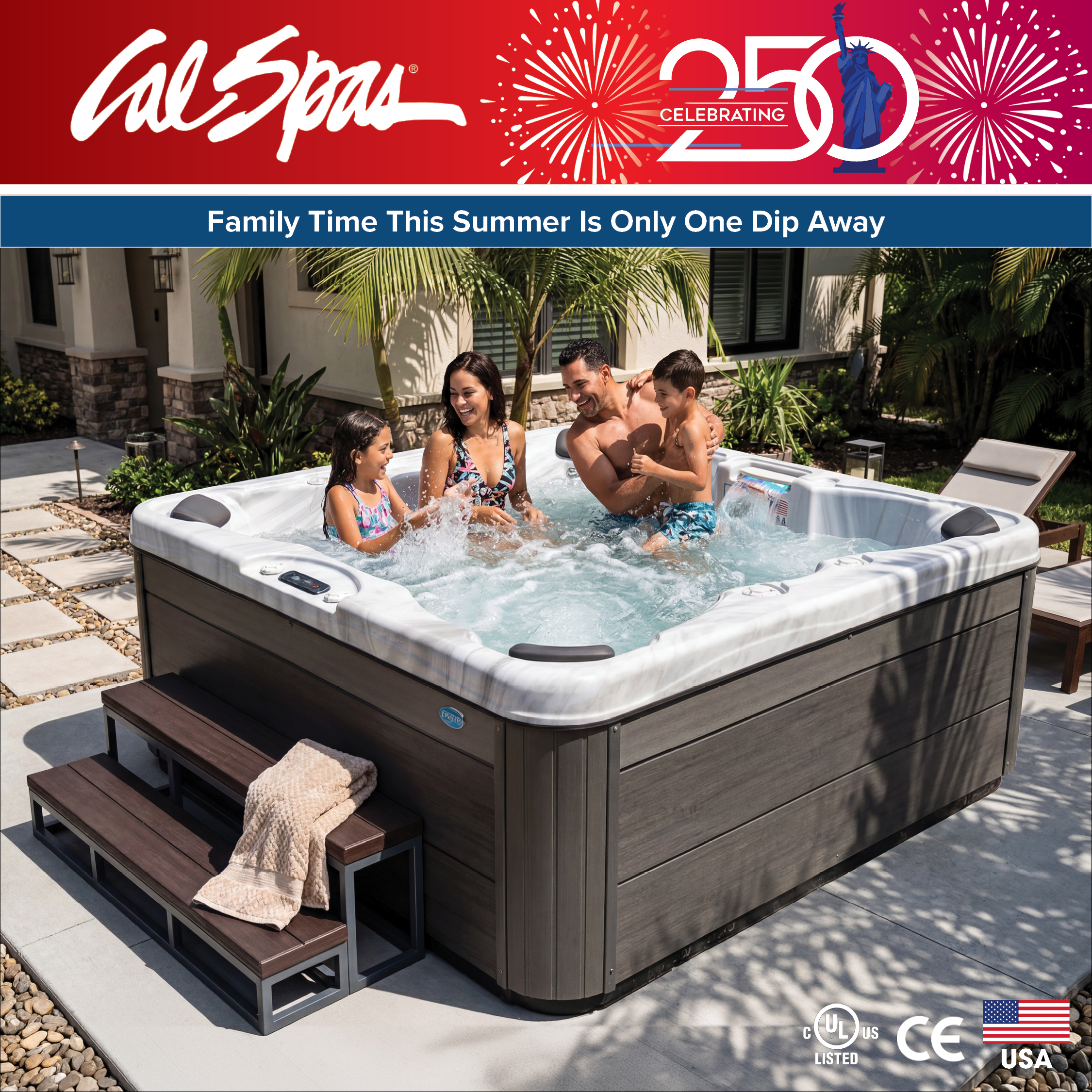 Calspas hot tub being used in a family setting - Bad Axe